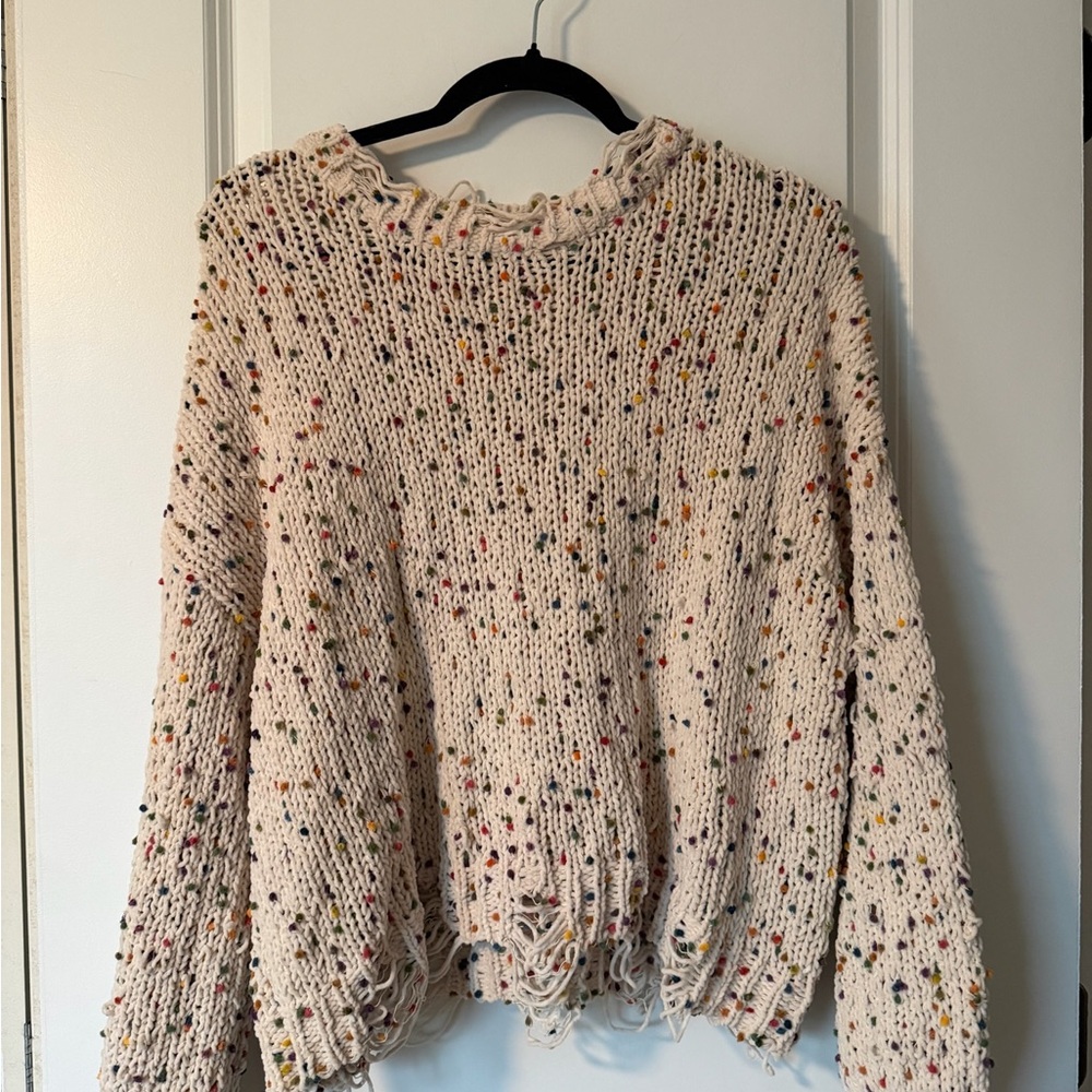 Multicolor Speckled Knit Sweater